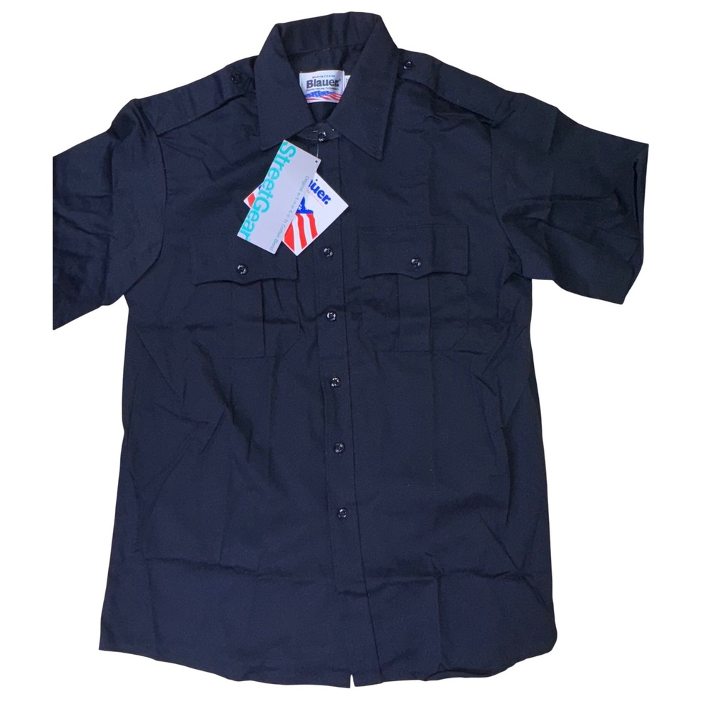 Blauer StreetGear 8771 Uniform Shirt Men's Large Reg‎ Black Short Sleeve NWT USA